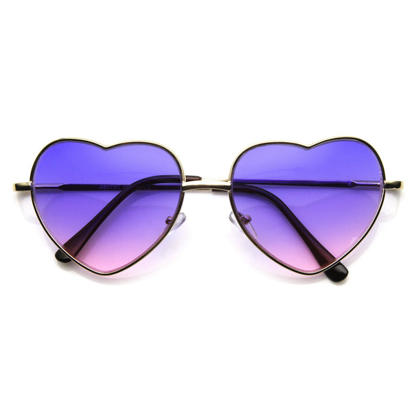 Cute Metal Heart Shape Sunglasses With Rainbow Lens zeroUV