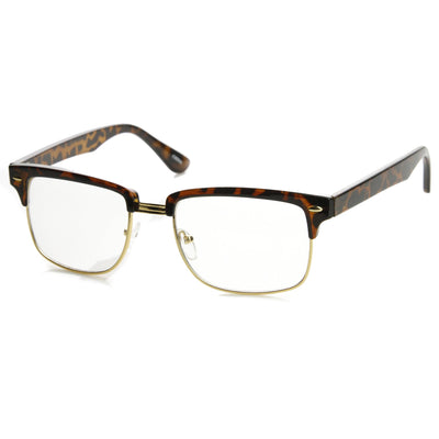 Gafas clásicas cuadradas vintage con lentes transparentes y borde con cuernos de medio marco 9185