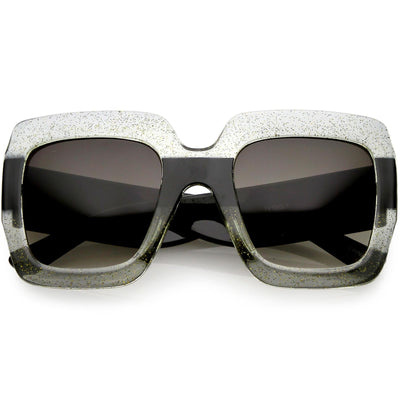 Gafas de sol cuadradas de dos tonos de diseñador de gran tamaño para mujer C526