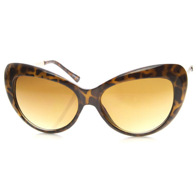 Gafas de sol estilo ojo de gato redondas retro para mujer con patillas de metal 9796