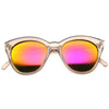 Lindas gafas de sol con lentes de espejo y marco de cristal translúcido para mujer 9839