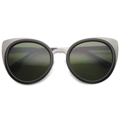 Gafas de sol estilo ojo de gato con corte láser Indie, redondas y grandes para mujer 9963
