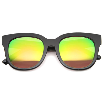 Gafas de sol extragrandes con montura frontal plana y lentes de espejo 9962