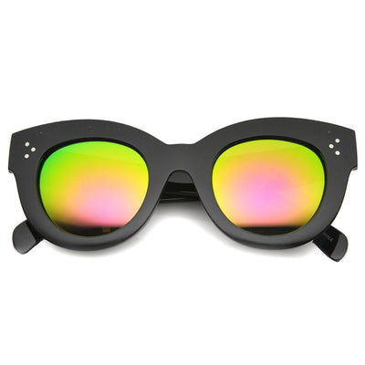Gafas de sol de gran tamaño con lentes de espejo tipo ojo de gato para mujer 9852
