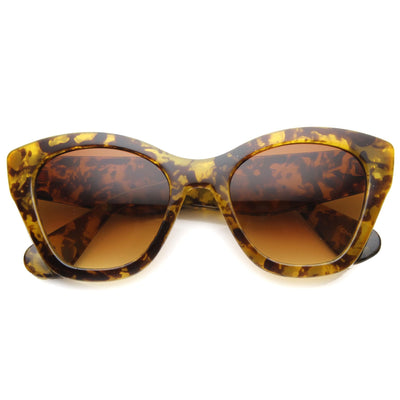 Gafas de sol tipo ojo de gato con montura gruesa de tortuga en bloque para mujer 9856