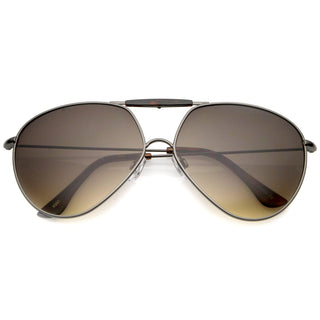 Modern Oversize Geometric Tear Drop Metal Aviator Sunglasses A734 - Gunmetal Tortoise Smoke