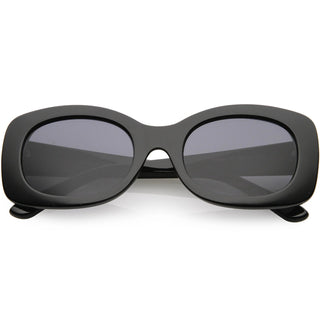 Women's Retro Rectangle 1950's Fashion Sunglasses C832 - Black Smoke