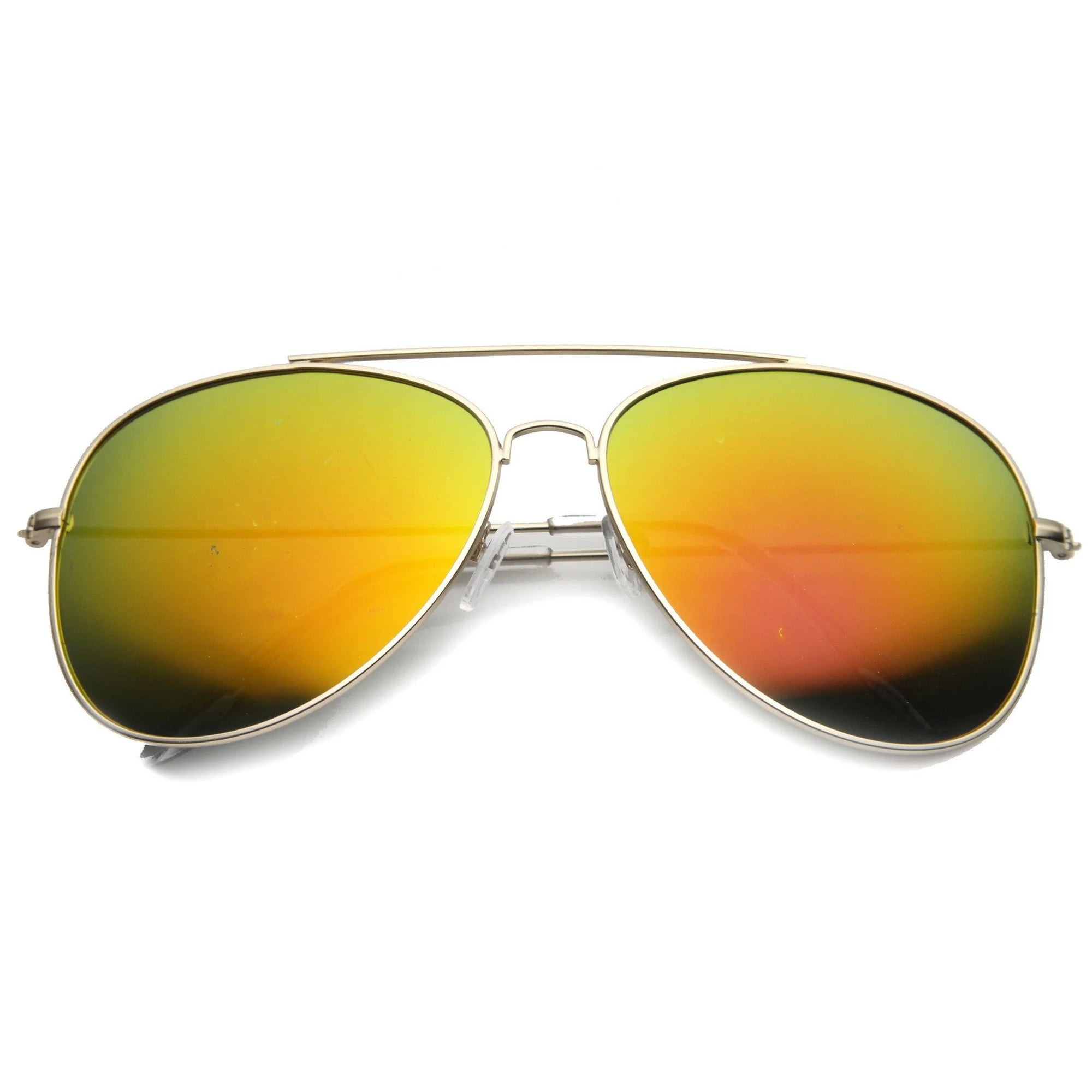 Gafas de sol de aviador de metal completo con lentes de espejo retro grandes 9876