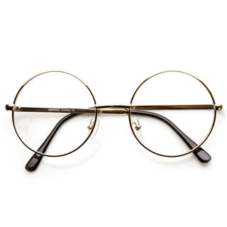 Vintage Lennon Inspired Clear Lens Round Frame Glasses - Gold