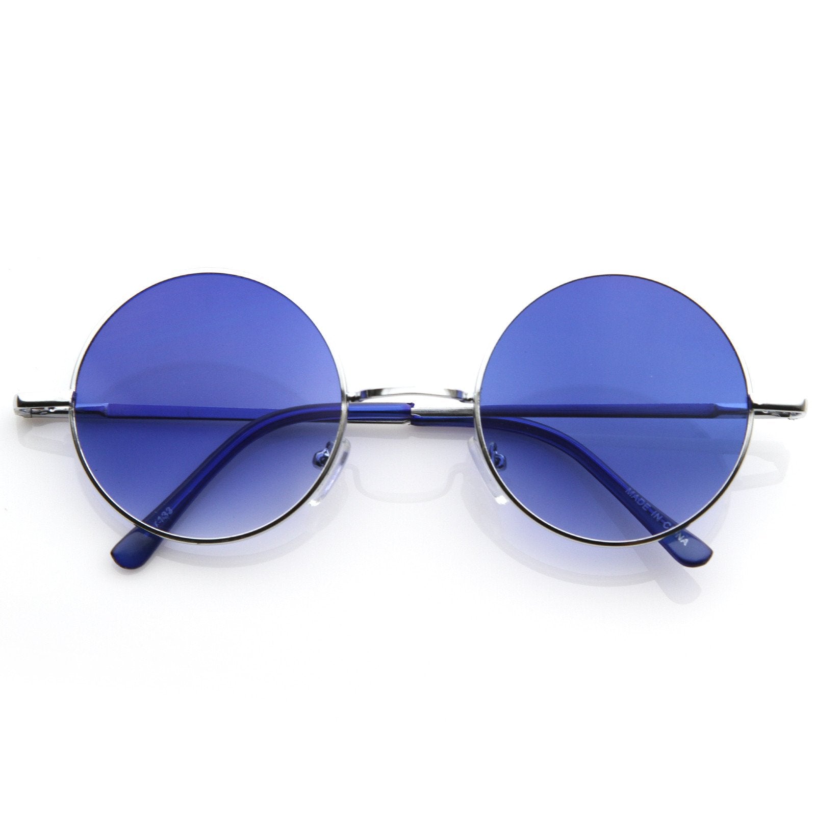 Retro Round Hippie Sunglasses With Bright Color Lenses - UV400 Protection, Metal Frame