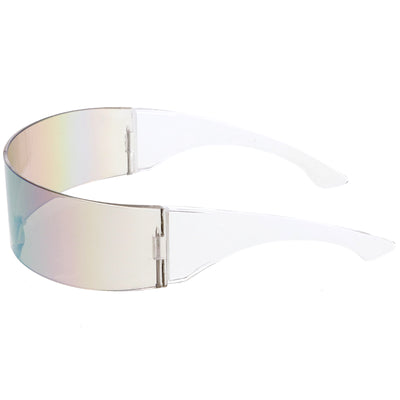 Gafas de sol futuristas con espejo retro y escudo envolvente 8762