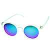 Gafas de sol coloridas con lentes espejadas de color flash redondo P3 retro 8932