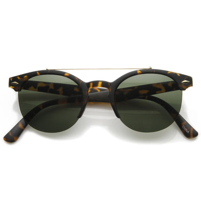 Indie Dapper Vintage redondo medio marco con barra transversal gafas de sol de moda 9172