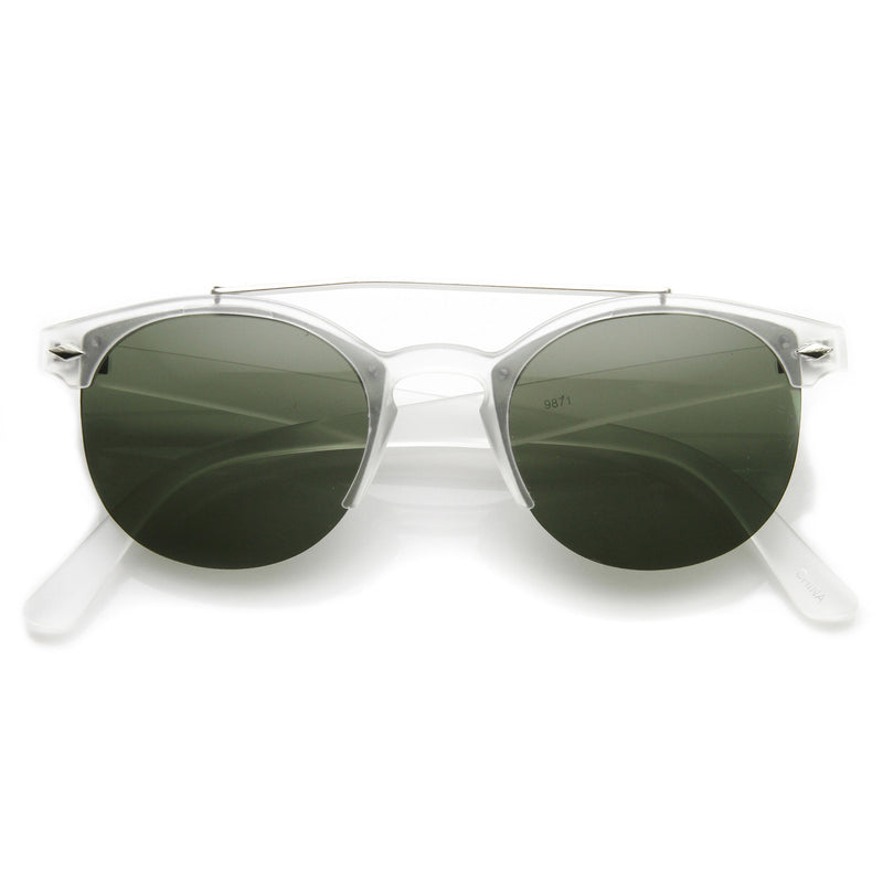 Indie Dapper Vintage redondo medio marco con barra transversal gafas de sol de moda 9172