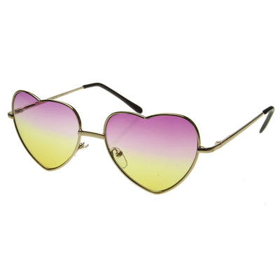 Lindas gafas de sol con lentes de color arcoíris en forma de corazón de metal 9205