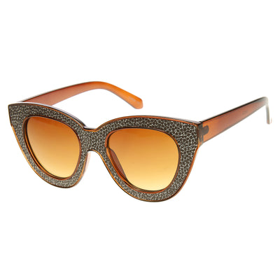 Gafas de sol estilo ojo de gato extragrandes con corte en bloque y textura moderna para mujer 9284
