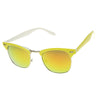 Gafas de sol con lentes de espejo y borde con cuernos de medio marco retro de neón 9333