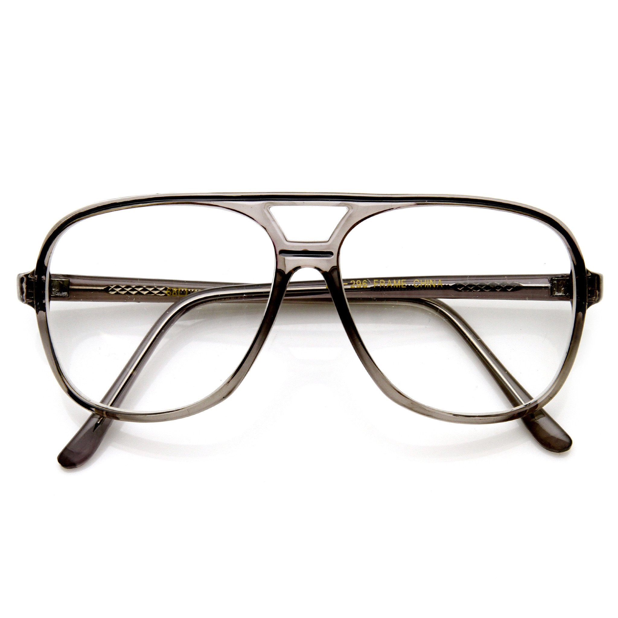 Men's 1980's Retro Translucent Square Aviator Glasses - zeroUV