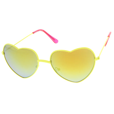 Gafas de sol con lentes de espejo de metal en forma de corazón de color para mujer 9563
