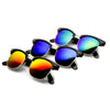 Gafas de sol retro con borde de cuernos y medio marco con lentes de espejo flash 9309 [paquete de 3]