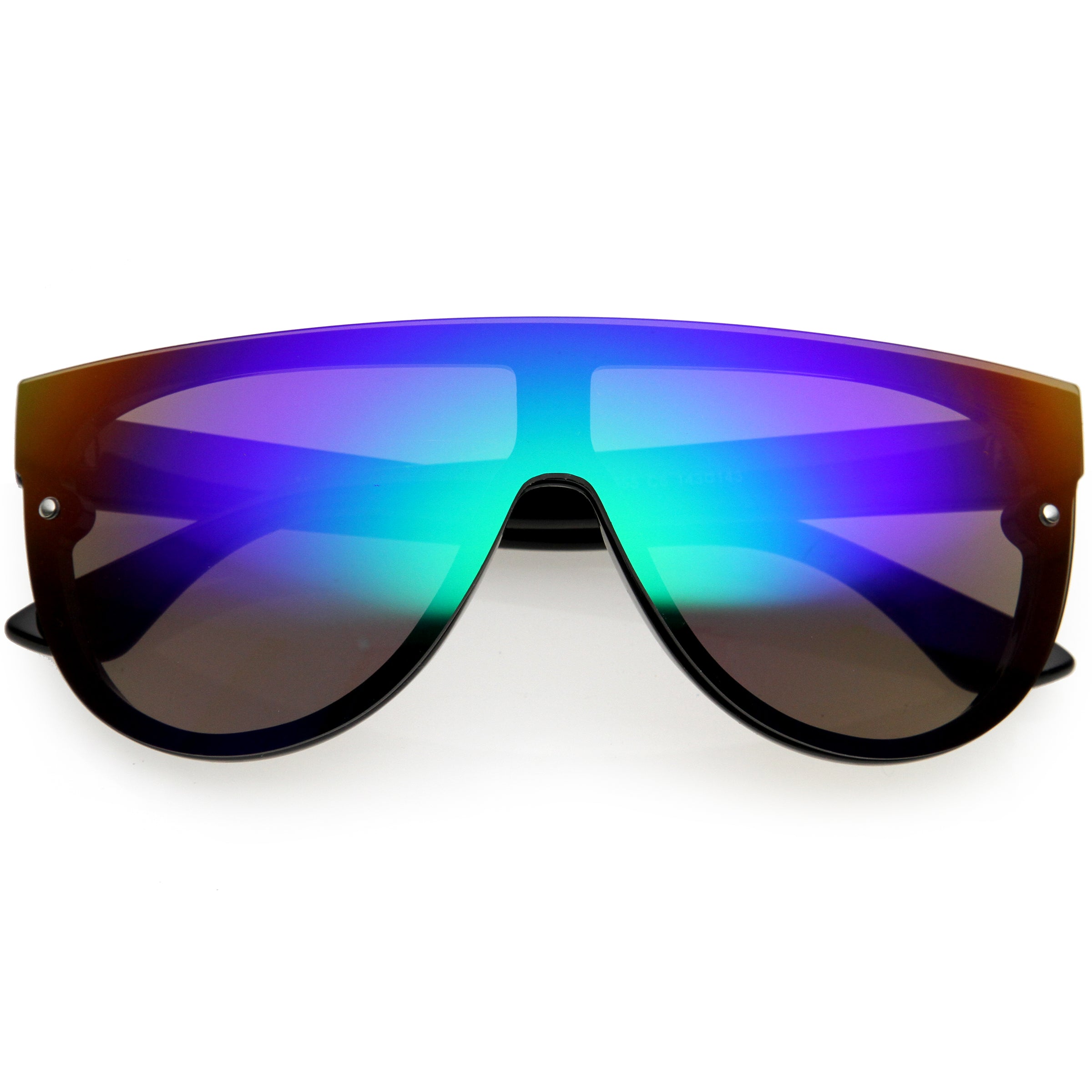 Oversized XL Aviator Sunglasses - Flat Cut Lens, Mirror, Rimless, UV400 Protection