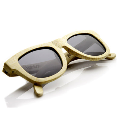 Gafas de sol polarizadas con borde de cuernos de madera de bambú premium 9121 + estuche