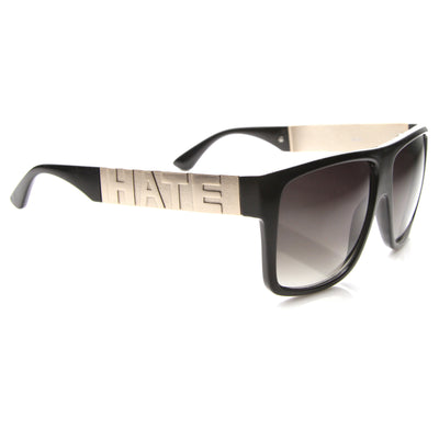 Love Hate Gafas de sol cuadradas con lentes degradados y detalle de brazo 9850
