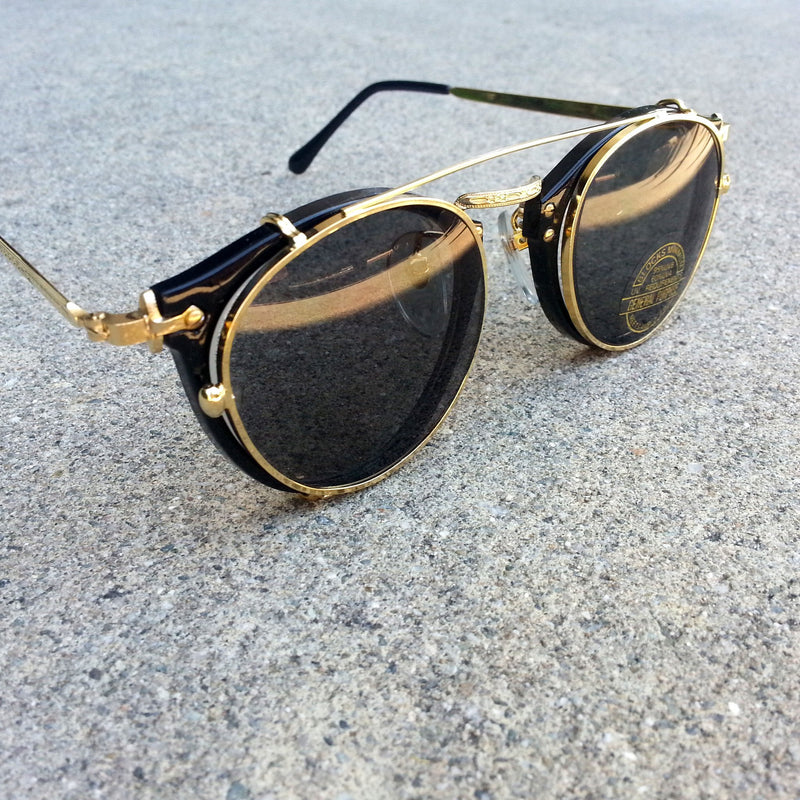 Gafas de sol con clip Steampunk Vintage Deadstock genuinas de Madison