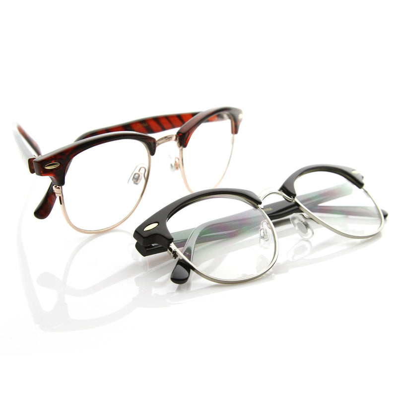 Gafas con borde de cuernos de medio marco óptico retro vintage 2946 [paquete de 2]