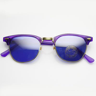 Coloridas gafas de sol retro vintage con borde de cuernos y medio marco 7203
