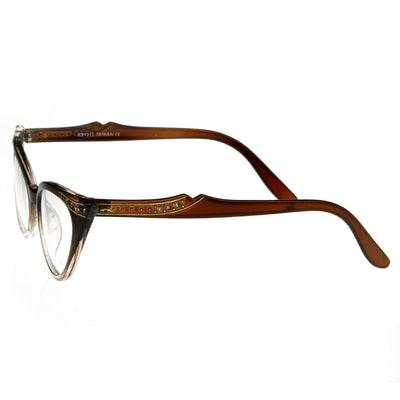 Vintage 1950 mujeres ojo de gato gafas de lente transparente 8783