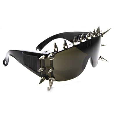 Gafas de sol con escudo de moda ultra punk con púas 8886