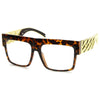 Gafas de lentes transparentes con cadena superior plana Hipster de alta moda 9124