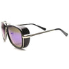 Gafas de sol estilo aviador con lentes espejadas y cubierta lateral cuadrada 9896