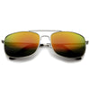 Gafas de sol deportivas de aviador con lentes de espejo de metal plateado para hombre A027