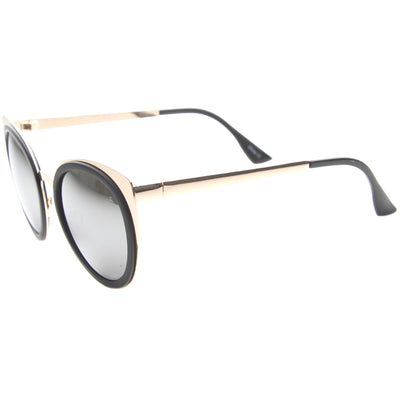 Reinforced Two-Toned Mirrored Lens Cat Eye Sunglasses A106