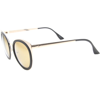 Reinforced Two-Toned Mirrored Lens Cat Eye Sunglasses A106