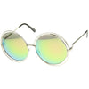 Gafas de sol retro de gran tamaño con lentes de espejo quemado de color para mujer A172