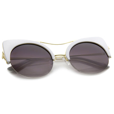 High Pointed Half-frame Flat Lens Round Cat Eye Sunglasses A267