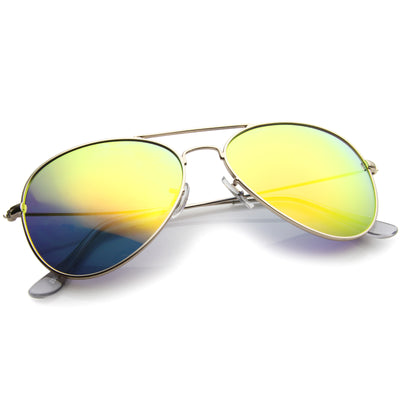 Gafas de sol estilo aviador con lentes recubiertas de espejo de metal clásico C774