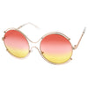Gafas de sol con lentes degradadas redondas y montura de alambre doble para mujer A326