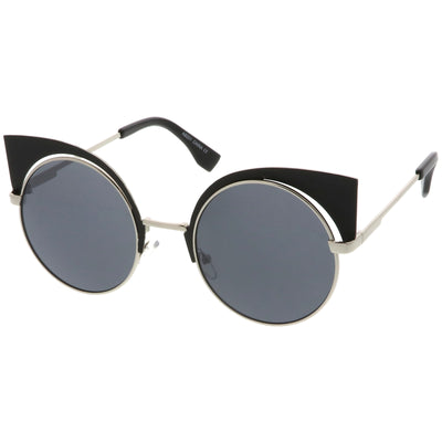 Gafas de sol redondas con diseño de ojo de gato y corte láser para mujer A378