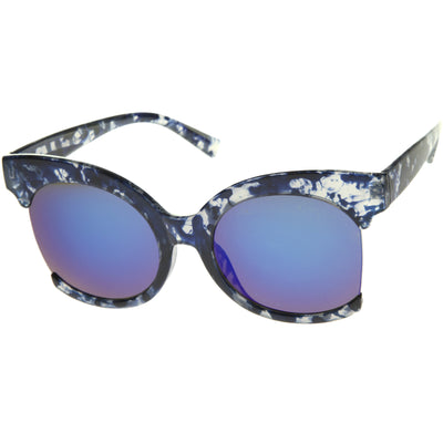 Gafas de sol tipo ojo de gato con espejo y corte lateral extragrandes para mujer A382