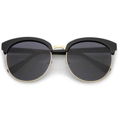 Gafas de sol elegantes de gran tamaño con lentes planas y media montura Browline A531