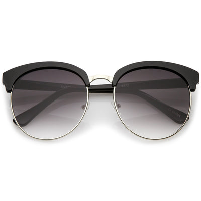 Gafas de sol elegantes de gran tamaño con lentes planas y media montura Browline A531
