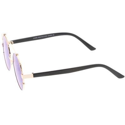 Gafas de sol retro modernas con lentes espejadas y barra transversal redonda A543