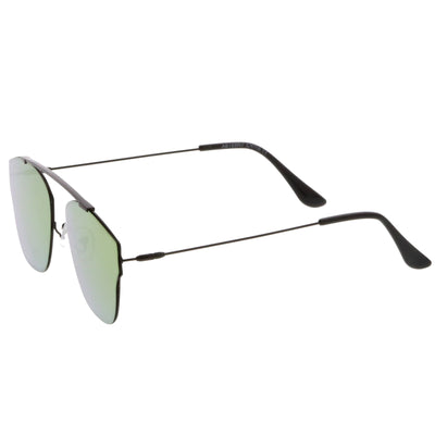 Ulture Slim Modern metal Crossbar Mirror gafas de sol con lentes planas A652