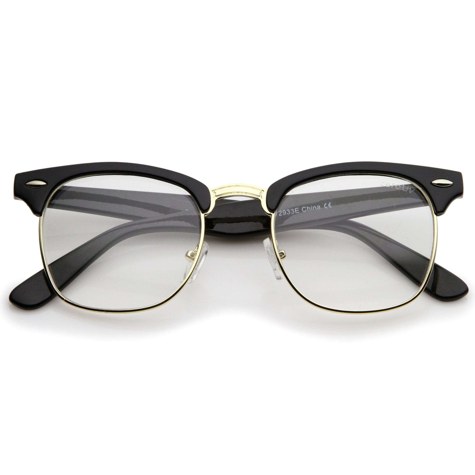 Gafas de lentes transparentes con borde de cuernos clásico de inspiración vintage 2933