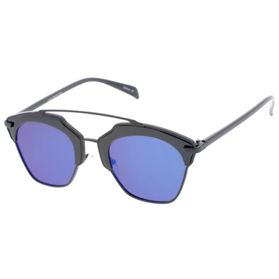 Gafas de sol extragrandes con lentes espejadas y media montura europea A733