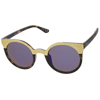 Gafas de sol estilo ojo de gato con ribete metálico redondo para mujer A749